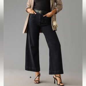 The Colette Denim Cropped Wide-Leg Jeans by Maeve Anthropologie Sz 32